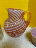 Buckeye glass swirl pitcher, more