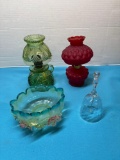 miniature oil lamps 8 inches tall glass bell blow glass bowl
