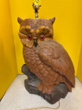 vintage owl lamp, 21 inches tall 15 inches across
