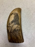 Faux scrimshaw whale tooth 6 1/2 inches long