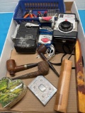 vintage cameras, pipes, music box, etc.