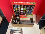 vintage Nintendo entertainment system, and Genesis 16 bit video entertainment system with games
