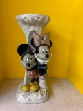 Concrete Mickey and Minnie mouse planter pedestal
