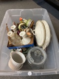Tote full of glassware, Etc.