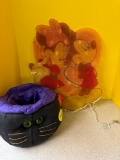 Light up Mickey and Minnie, mouse sign, and Halloween basket