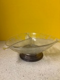 Vintage floral etched sterling base dish