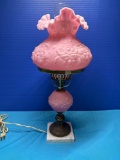 Fenton Rose, pink satin poppy lamp