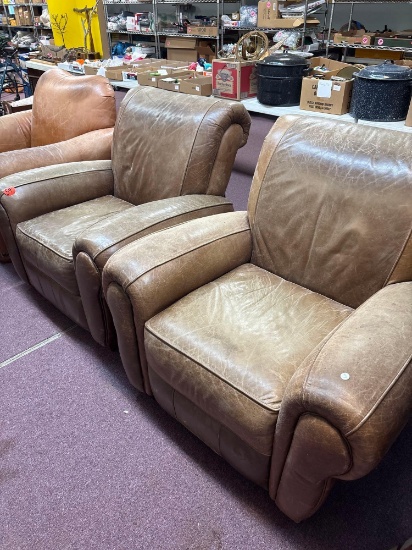 pair of leather reclining chair, chairs