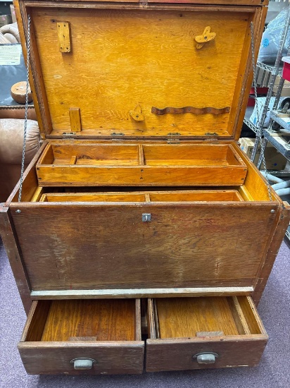 Large Wood toolbox on wheels