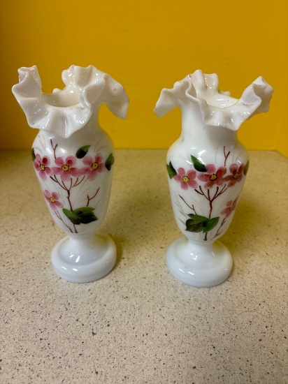 Fenton hand-painted vases