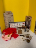 Vintage lot Halloween mask, souvenirs, needlepoint