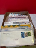 World stamps on envelopes