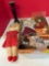 Vintage doll, fabric squares, other smalls