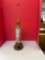 Neoclassical porcelain and brass lamp