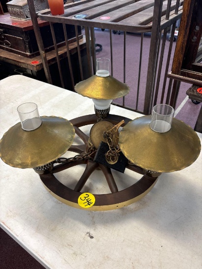 Vintage wagon wheel light fixture