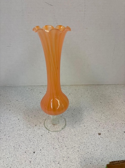 Orange swirl bud vase