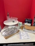 Cake stand, refillable glass dispenser, More see pictures
