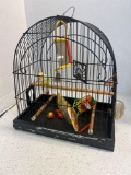 vintage wire birdcage with accessories