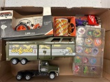 kiss mug, country Classics tractor, buttons, etc.