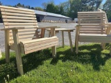 Rocky Mountain style arm lounger chairs w/table Amish Quality