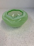 Kreiss Art Glass Green and White Swirl bowl
