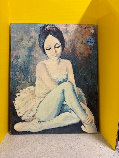 Signed Ballerina Oleograph print on canvas
