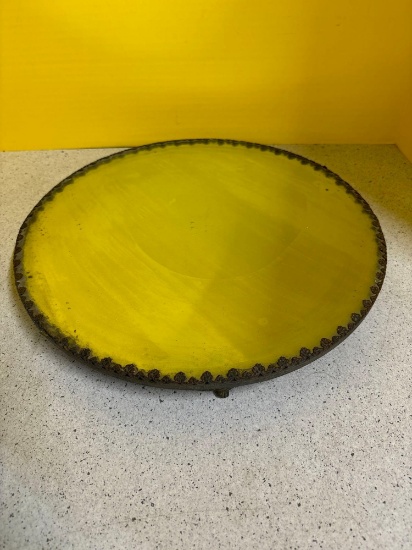 Antique mirror tray, footed, beveled glass