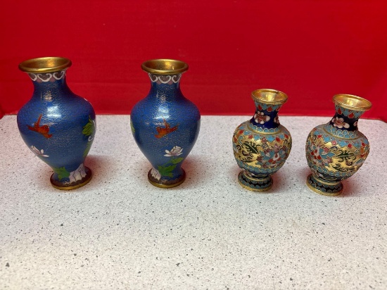 Two pair cloisonne vases