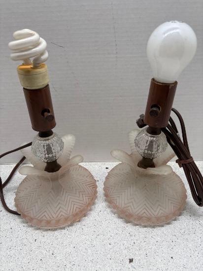 pair of crystal boudoir lamps
