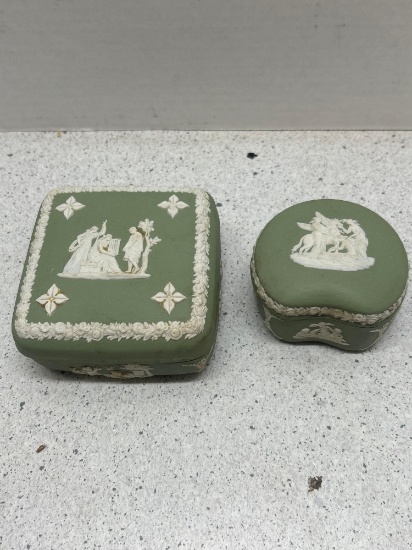 2 Wedgewood jasperware covered boxes