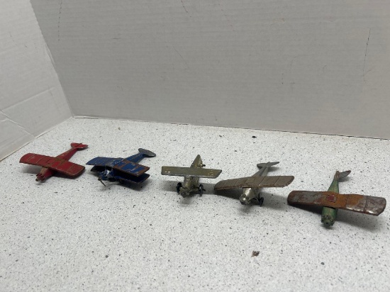 5 tootsie toy metal airplanes