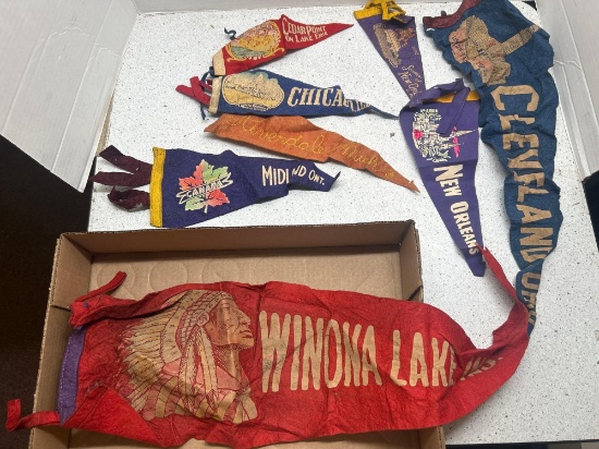 8 vintage felt pennants