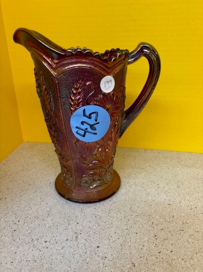Carnival glass iridescent pitcher