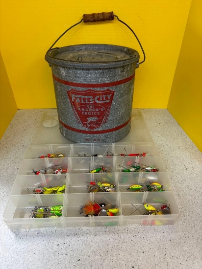Fishing pail and lures