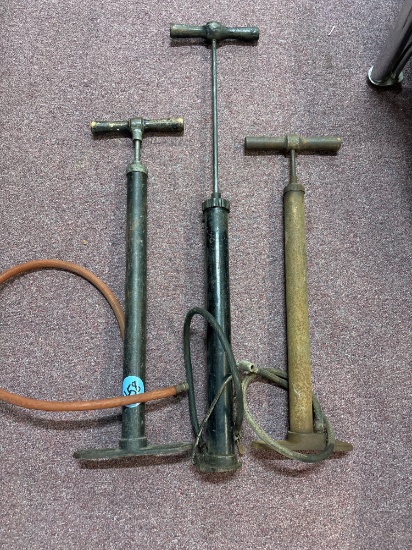 Three vintage knee bike pumps