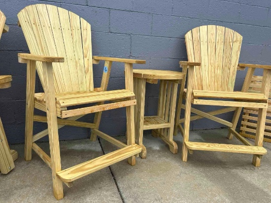 3pc set Adirondack high top balcony lounger w/ table