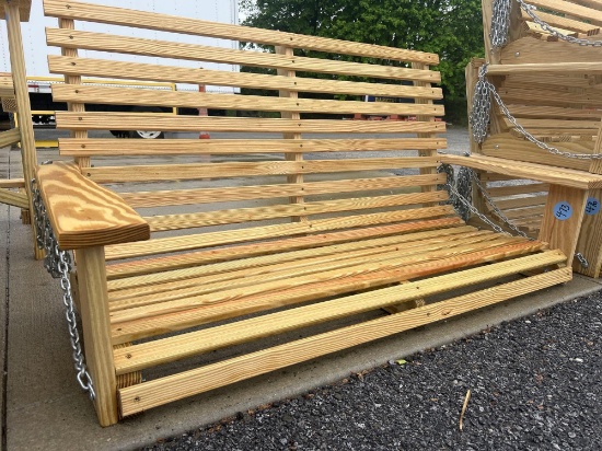 4 ft treated wood porch swing w/ chains Amish built