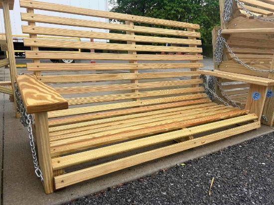 4 ft treated wood porch swing w/ chains Amish built