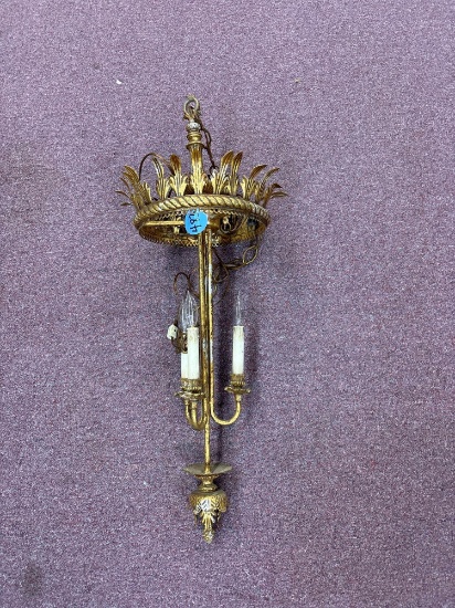 Hollywood Regency Gold gilt wheat light fixture