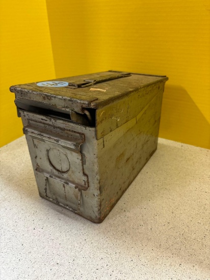 Metal ammunition box full of nails and screws
