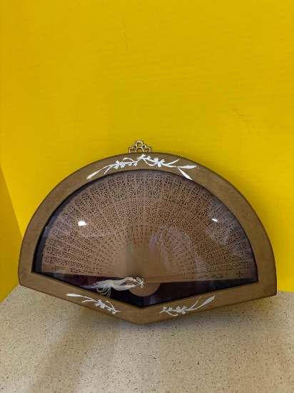 Hand fan in fitted frame