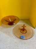 Pairpoint Glass Aurora Amber Console Fruit Bowl
