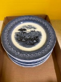 11 Antique flow blue dinner plates