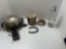 vintage star rite waffle maker straw dispenser, decorative mini coffee mill, humidor with tobacco
