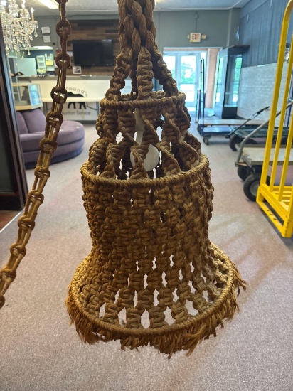 mid-century tiki woven swag lamp