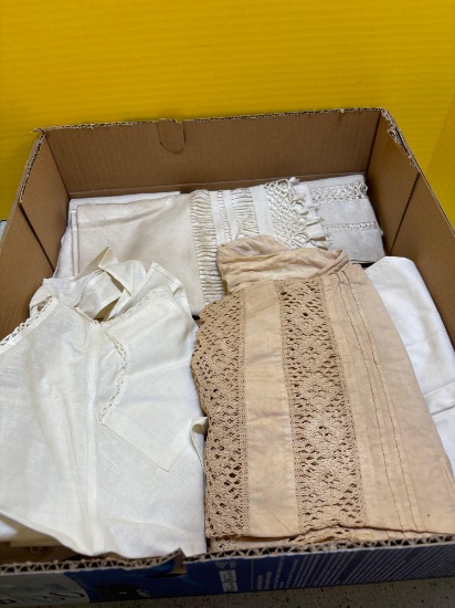 Victorian bath towels, apron, bloomers, slip