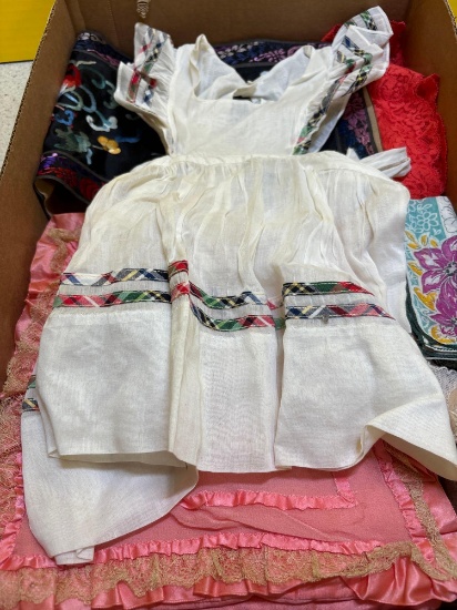 Girls dress, hanky, other linens