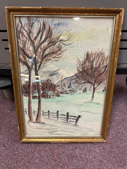 Beautiful signed, vintage watercolor