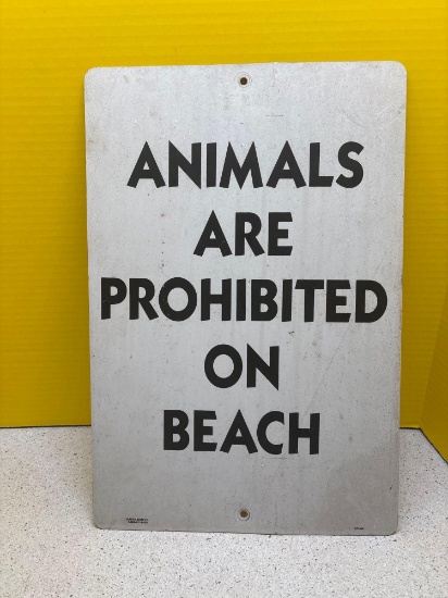 Animals are permitted on beach sign 12 x 18