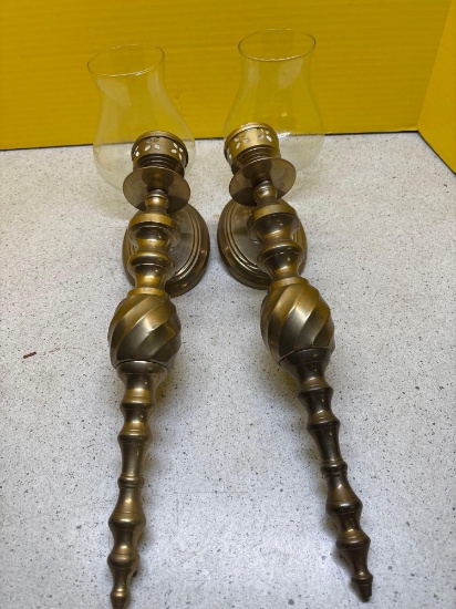 Brass wall sconces 14 inches tall